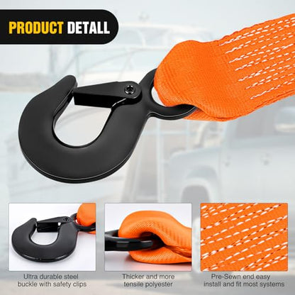 Boat Trailer Winch Strap 2 x 20Inch With Steel Hook 500 LBS Break Strength Winch Strap For Pontoon, Jet Ski, Fishing Boat - color: 2in x 20ft Boat Trailer Winch Strap