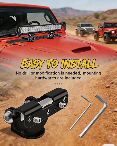 Led Light Bar Mounting Brackets No Drill Adjustable Ditch Light Brackets | 2PCS 304 Stainless Steel A Pillar Light Mount Fog Light Brackets Mount Hood Mount Light Anti-Scratch for Truck Offroad - color: 2PCS LED Light Bar Mounting Brackets