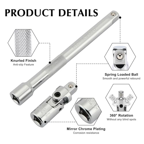 EMENTOL 11-Piece 3/8" Drive Magnetic Spark Plug Socket Set (5/8", 3/4", 13/16", 14mm, 18mm), with Ratchet Wrench & Universal Joint, Extension Bar and Spark Plug Gapper - size: 11-Piece Set (Magnetic)