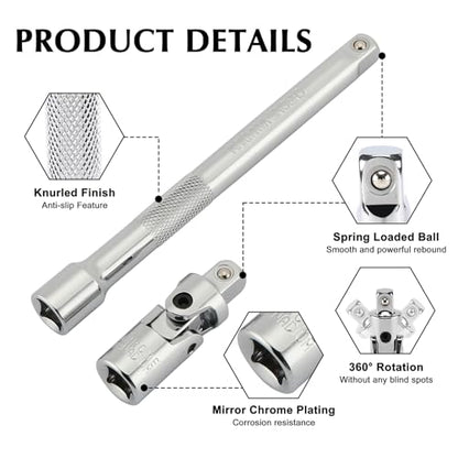 EMENTOL 11-Piece 3/8" Drive Magnetic Spark Plug Socket Set (5/8", 3/4", 13/16", 14mm, 18mm), with Ratchet Wrench & Universal Joint, Extension Bar and Spark Plug Gapper - size: 11-Piece Set (Magnetic)