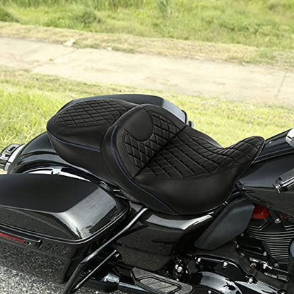 SLMOTO Hammock Motorcycle Drive Seat - Gel Motorcycle Seat Cushion fit for Harley Touring Road King Street Glide Road Glide Electra Glide 2009-2023 Blue - color: Gel Style B Blue
