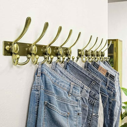 Dseap Coat Rack Wall Mount, Heavy Duty 12-Gauge Base vs Flimsy 1mm, Double-Thick Solid Anti-Snap Hooks, 16” Stud-Mount, Stainless Steel Hanger for Clothes Hat Entryway Closet Mudroom, Bronze - color: Bronze, size: L=17" (1pcs)