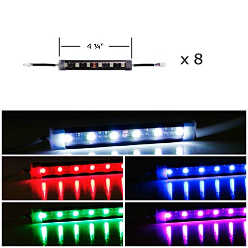 iJDMTOY 8pc Motorcycle Underglow LED Strip Light Kit RGB Neon Accent Light Ground Effect Atmosphere Lighting Kit for Motorbike Trikes Golf Carts ATVs UTVs Decoration