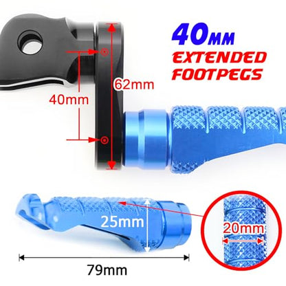 MCMOTOPARTS R-FIGHT Blue Front Footpegs 1.5 inch Extended Foot Pegs Compatible with ER-6F 2006-2008 06 07 08 - color: Blue, size: 1.5 inch Extension (40mm)