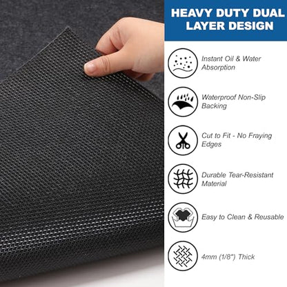 Oil Mat for Garage 36" x 59" - Premium Felt + Rubber Waterproof Backing Thickened Soft Contains Liquids Oil Spill Mat Reusable Non-Slip Maintenance Pad for Under Car Workbench Driveway Spot Protection - size: 3' x 4'11"