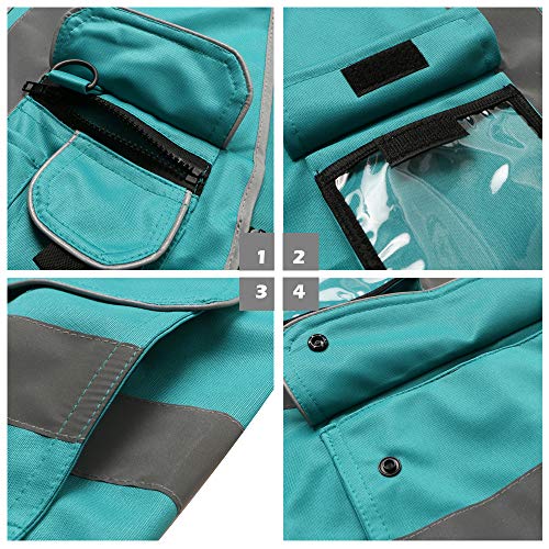 XIAKE 9 Pockets Class 2 High Visibility Reflective Safety Vest for Men Women,Meets ANSI/ISEA Standard - color: Lake Blue, size: Medium