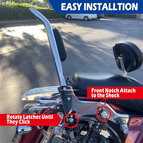 Adjustable Trident Black 27” Detachable Backrest Sissy Bar Passenger Quick Release Fits for Harley Touring Road King Electra Glide Street Glide FLHR FLHX FLHT FLTR 1997-2008 1/1/2” Tubing (Black) - color: 97-08 Black-T