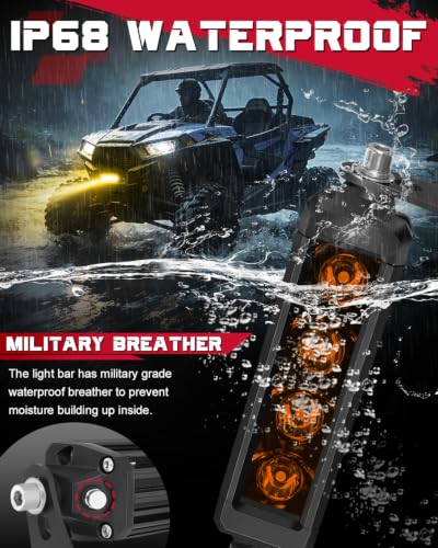 OFFROADTOWN 6 Inch Amber LED Light Bar 160W 3D Spot Slim Single Row Light Bar Off Road Driving Lighting Ultra Slim Waterproof Amber Fog Chase Lights for Truck Pickup UTV ATV SUV Boat Motorcycle - color: Amber