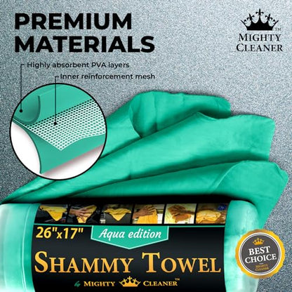 Premium 2pk +1 Free Shammy Cloth for Car Drying - 26"x17" - Super Absorbent Chamois Towel - Scratch-Free, Reusable & Soft Wash Cloth - Car Drying Towels - color: Purple, Blue, Mint