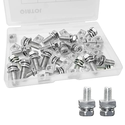 20 PCS Motorcycle Bolts and Nuts Kit, M6x16MM Battery Screw, Terminal Bolts Carbon Steel - size: M6x16MM (20PCS)