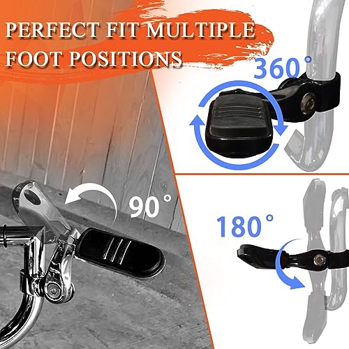 FOVPLUE 1.25" Highway Footpegs,Short Angled Adjustable Highway Pegs w/Mounts for Harley Touring Street Glide Electra Glide Road King Softail CVO Dyna Trike VRSC Sportster w/1-1/4" Engine Guard,Black#3 - color: Gloss Black Highway Footpegs