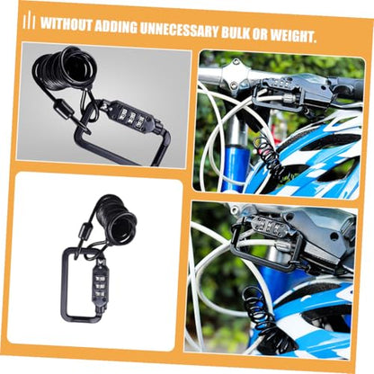 ABOOFAN Bike Helmet Lock Cable with Combination Code Security, Lightweight Alloy Spring Steel Wire for Motorcycle and Bicycle, Portable Outdoor Safety Helmet Lock in Black