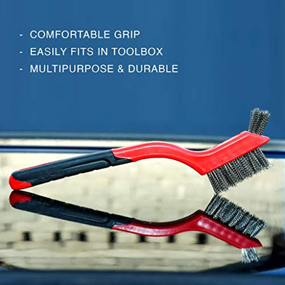 Wire Brush Steel Rust Removal - color: Red