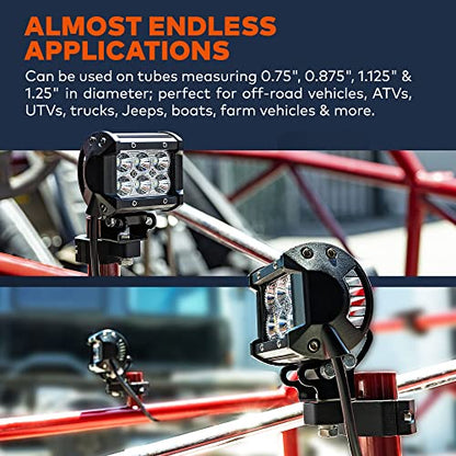 LAMPHUS Off-Road ATV UTV Light Bar Mounts Mounting Bracket Mini Bar Clamp Kits [0.75"/1"/1.25" Inch] [Vertical Bar] [Aluminium] [2 Unit] Bull Bar UTV Roll Bar Clamp Tube Roll Cage Clamps Mount - size: 2 Pack, style: Vertical Bar