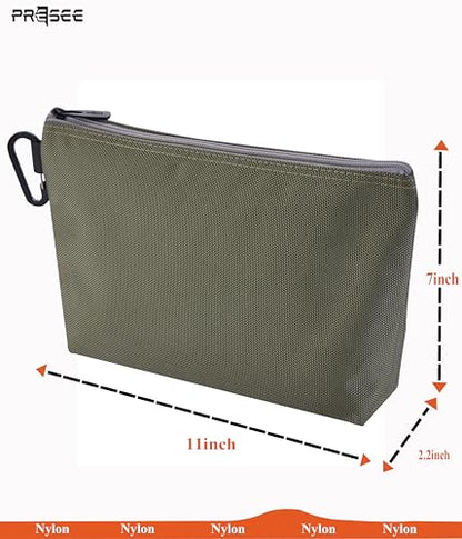 Tool Pouch Zipper Small Tool Bag Pouches Organizer Bag with Metal Carabiner, Nylon 1680D Heavy Duty for Wrenches, Screwdrivers, Pliers, Stationery & Office Supplies Pack of 1,Green, 11 Inch - color: 1 Pack, 11" Green