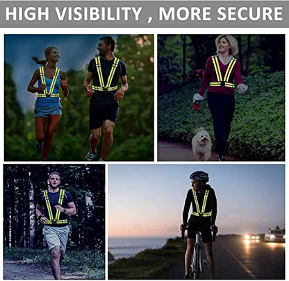 Running Reflective Vest Gear 3 Pack, Adjustable Safety Vest High Visible Reflective Belt Straps Night Walking Vest - color: Green,Gray,White
