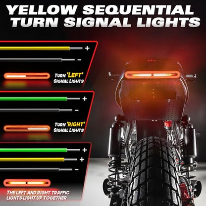 Alopee 9" Universal Motorcycle Tail Light with Turn Signals 10V-30V 3-in-1 Waterproof Motorcycle Brake Light Used for Chopper, Truck, ATV, UTV, ADV, Pick-up and Golf Cart (with 1 Wrench) - size: 9 Inch-Tail Light