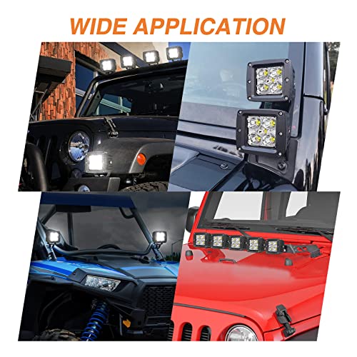 LED Pods, RFROAD LIGHTING 2pcs 3" 100W Super Bright LED Driving Lights LED Cube Lights Spot Square Work Lights for Truck Offroad ATV UTV SUV Car Boat - size: 3 Inch White Spot Light