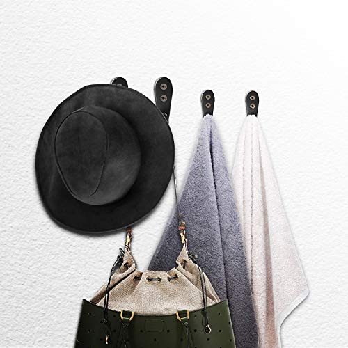Flyisland Wall Hooks 8 Pcs, Coat Hooks Garage Hook Wall Mounted Hat Hangger Hooks Robe Hook Single Coat Hanger Heavy Duty (8 Pack, Black Round) - color: Black Round