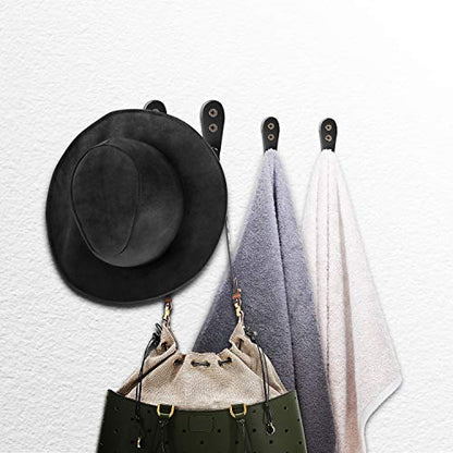 Flyisland Wall Hooks 8 Pcs, Coat Hooks Garage Hook Wall Mounted Hat Hangger Hooks Robe Hook Single Coat Hanger Heavy Duty (8 Pack, Black Round) - color: Black Round