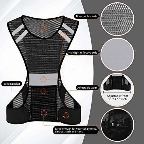 TCCFCCT Reflective Running Vest, High Visibility Running Gear with Large Pocket - color: 3 Pack Mesh Black