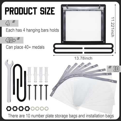 Moxweyeni Race Medal and Bib Display Medal Hanger Running Bib Holder Wall Mounted Hanging Rack Stands Gifts for Runners - color: Black, size: 13.78 x 11.22 Inch, style: Classic