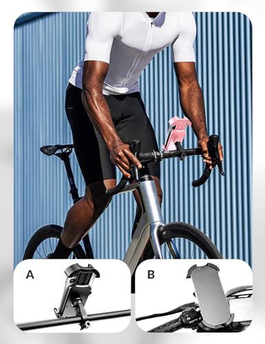 ROCKBROS Bike Phone Holder - Motorcycle & Scooter Mount, Adjustable, Shockproof, Security Lock, 4.7'-6.8' Phones - color: Handlebar Mount Pink