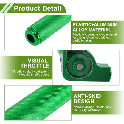 22mm Throttle Grip with 120cm White Throttle Cable 1 Pair of Convex Green Handlebar Covers Plastic Aluminum Alloy Motorcycle Throttle Grip Green - color: Green