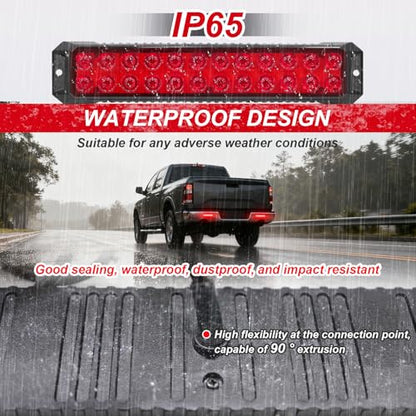 24 LED Red Trailer Brake Tail Light Bar Strip, Stop Parking Marker Tail Lights Waterproof Brake Red Light for Trucks Car Pickups RV ATV Tow Van Offroad Vehicles 9'' Surface Mount LED Bar 2PCS