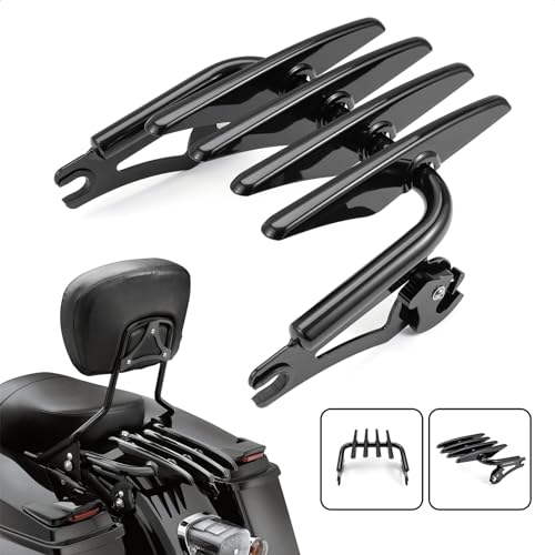 Motorcycle Luggage Rack Luggage Support Shelf for Harley Touring Street Glide Road King Electra Glide 2009-2024 (Gloss Black)