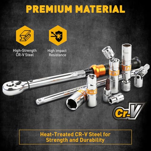 ELEAD 16-Piece Spark Plug Socket Set, 3/8" Drive Swivel Magnetic Spark Plug Removal Tool Kit with Torque Wrench (5–45 lb-ft), E-Torx & Torx Bit Sockets, Extensions & Universal Joint - size: 16-Piece Spark Plug