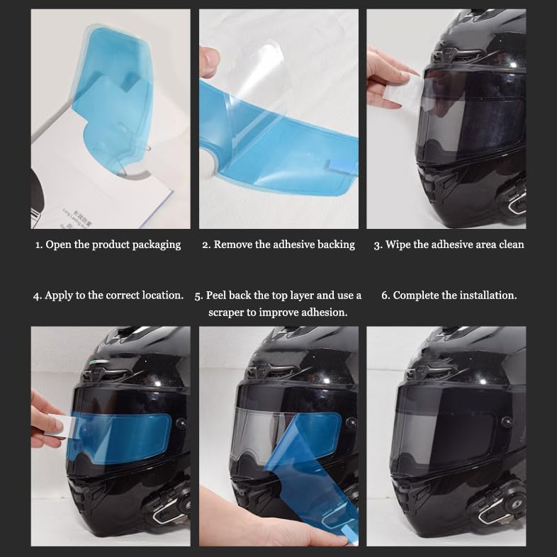 4Pcs Helmet Visor Anti-Fog Film & Rainproof Film for Scorpion EXO EXO-AT960 AT960 Carbon 2023-2025, Clear Anti Fog Insert for Helmets Prevents Fogging and Water Drops Clear View,B - size: B