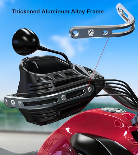 BRCOVAN Motorcycle Hand Guards with Thickened Aluminum Alloy Frame | High Strength Composite Shield, Brake & Clutch Friendly, Come with Mounting Accessories, Fit for 7/8" to 1-1/4" Handlebars