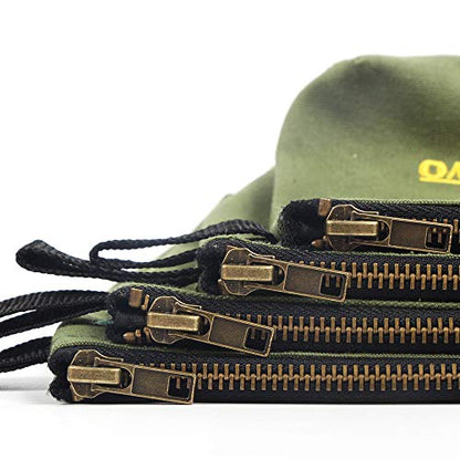 Premium Canvas Tool Pouch Zipper Bag,Small Tool Bag,Multipurpose Storage Pouch(4Pack 12.75x8x2.25 inch 20oz Water Resistant Heavy Duty Army Green Flat Bottom Tool Bag with Brass Zipper) - size: 12.75 inch