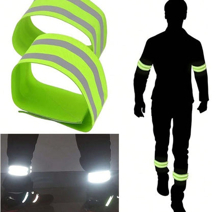 2/4 PCS Safety Reflective Belt - High Visibility Straps for Wrist, Arm, Ankle & Leg for Night Walking, Cycling & Running - color: 2 Pcs