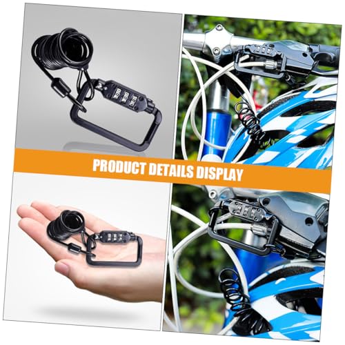 ABOOFAN Bike Helmet Lock Cable with Combination Code Security, Lightweight Alloy Spring Steel Wire for Motorcycle and Bicycle, Portable Outdoor Safety Helmet Lock in Black