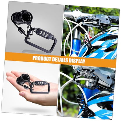 ABOOFAN Bike Helmet Lock Cable with Combination Code Security, Lightweight Alloy Spring Steel Wire for Motorcycle and Bicycle, Portable Outdoor Safety Helmet Lock in Black