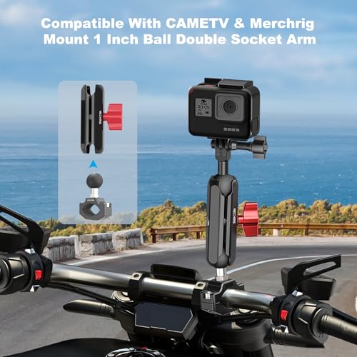 Aluminum Alloy Handlebar Clamp Mount, Long U-Bolt Base with 1 inch Ball Head Compatible with RAM Mount Double Socket Arm & Motorcycle Ebike Phone Holder,Fit for 0.83" to 1.26" Diameter,78015 - size: Large