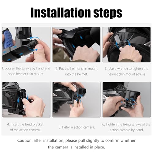 Motorcycle Helmet Chin Mount for GoPro Hero 13 12 11 10 9 8 7 - Compatible with Insta360 & DJI Osmo Action - No Glue Scratch-Free 180° Rotatable Quick Release - Fits Full-Face & Modular Helmets