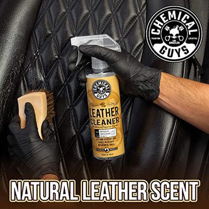 Chemical Guys SPI410 Leather Cleaner and Conditioner Bundle with ACC_S95 Long Bristle Horse Hair Leather Cleaning Brush, Safe for Car, Home, Office, & More (3 Item Bundle with 2-16 fl oz Bottles) - style: 16 Fl Oz KIT + BRUSH