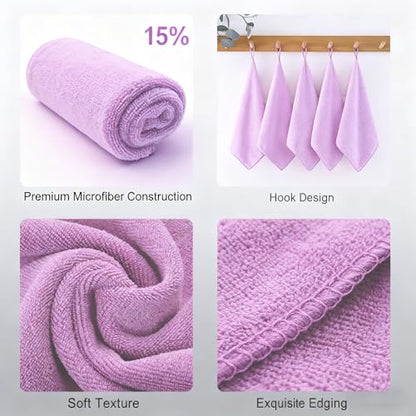 Premium Microfiber Detailing Absorbent Towels, 340 GSM Lint-Free Car Polishing Waxing Buffing Dry Towels for House, Kitchen, Car, Glass, Stainless Steel, Window, Boat Cleaner - 6 Pack (Purple) - color: Purple 6pcs