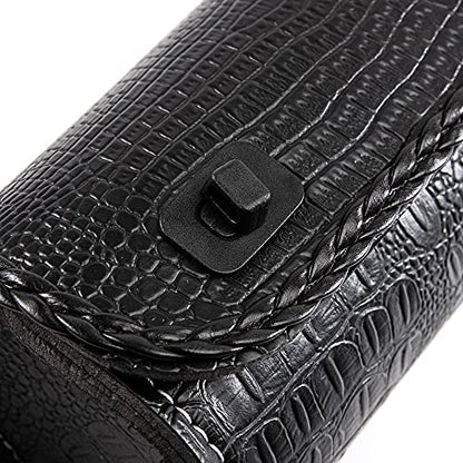 Universal Motorcycle Handlebar Tool Bag - Black PU Crocodile Leather Side Bag With Rivets for Sissy Bar or Rear Carrier - color: Black 2
