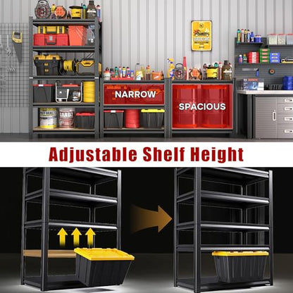45"W Heavy Duty Shelving 6-Tier, Garage Storage Adjustable Shelf Rack, Metal Organizer Ideal for Pantry, Closet, Kitchen, Warehouse, 18 Inches Deep, Larage Storage Shelves, Black, 77.4"H - size: 6 Tier | 78" H x 45"W x 18"D