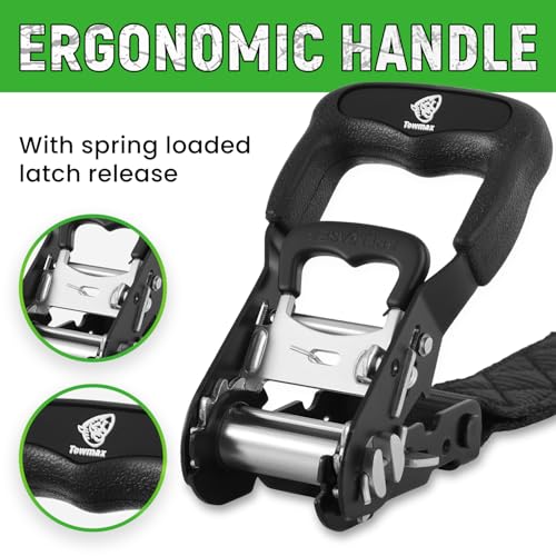 Heavy Duty Ratchet Straps (4 Pack) - Motorcycle Straps Tie Downs 5,208lb Break Strength - 1.5 in x 15ft Ratchet Tie Down Straps,15" Soft Loop Tie Down Straps for Truck, Cargos - style: Black,1.5"x15',5208lb