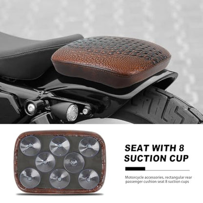 DREAMIZER Motorcycle Rectangular Pillion Passenger Pad Seat Universal Crocodile Style Brown Solo Seat Leather Pillon 8 Cushion Compatible with Harley Cruiser Chopper Custom - style: Crocodil Brown
