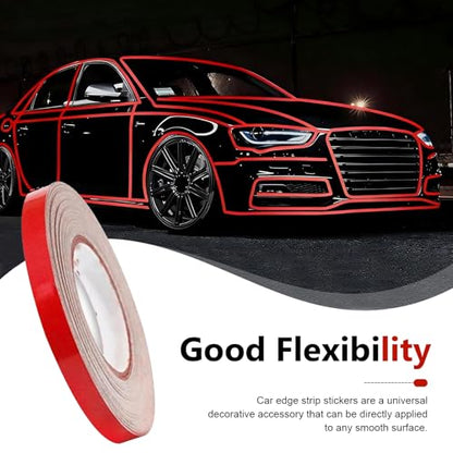 Car Reflective Strip Sticker, 0.39" x 16.4ft Cuttable Reflective Warning Body Tape, Self-Adhesive Night Visibility Rim Strip Decal, Universal for Most Cars, Motorcycles, Bikes (Red) - color: Red