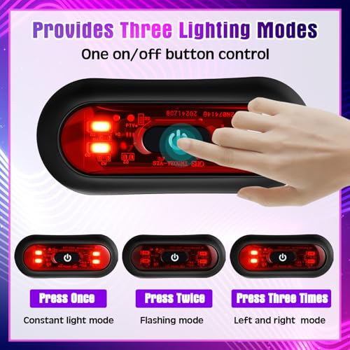 Tujoe 2 Set Motorcycle Bike LED Red Rear Helmet Light Rechargeable Bicycle Safety Warning Helmet Tail Lights with USB Chargeable Cable, Safety Warning Night Lamp for Night Riding - style: 3 Lighting Modes