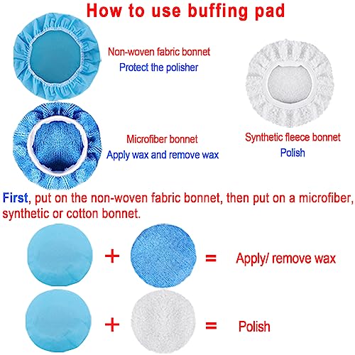 SIQUK 23 Pieces 6 Inch Buffing Pads Car Polisher Bonnets Foam Polishing Pad Kit Wax Buffer Polish Pads Car Buffer Attachment for Drill - size: 6 Inch