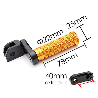 MC MOTOPARTS POLE Gold CNC 40mm Extension Riser Front Foot Pegs Compatible with YZF R3 2015-2017 - color: Gold, size: 40 mm Extension