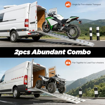 Pair of 80" x 15" Aluminum Truck Car Auto Trailer Ramps 6000lbs Capacity Loading and Unloading Ramps with Crossbar Universal Bike Motorcycle ATV Lawnmower Ramp Hook End - size: 15”W x 80”L